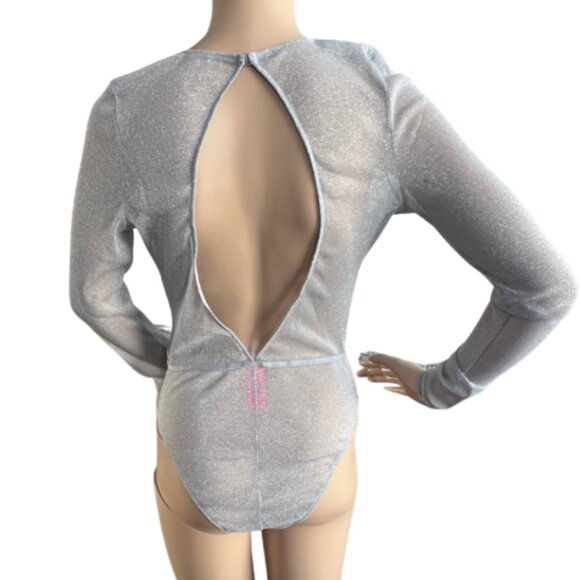 La Senza Lace Bodysuit + snaps / Size L / Grey-Silver - Picture 2 of 6